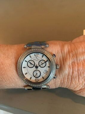 Lucien Piccard - Stainless Steel diamond encrusted women’s chronograph 27057WHD